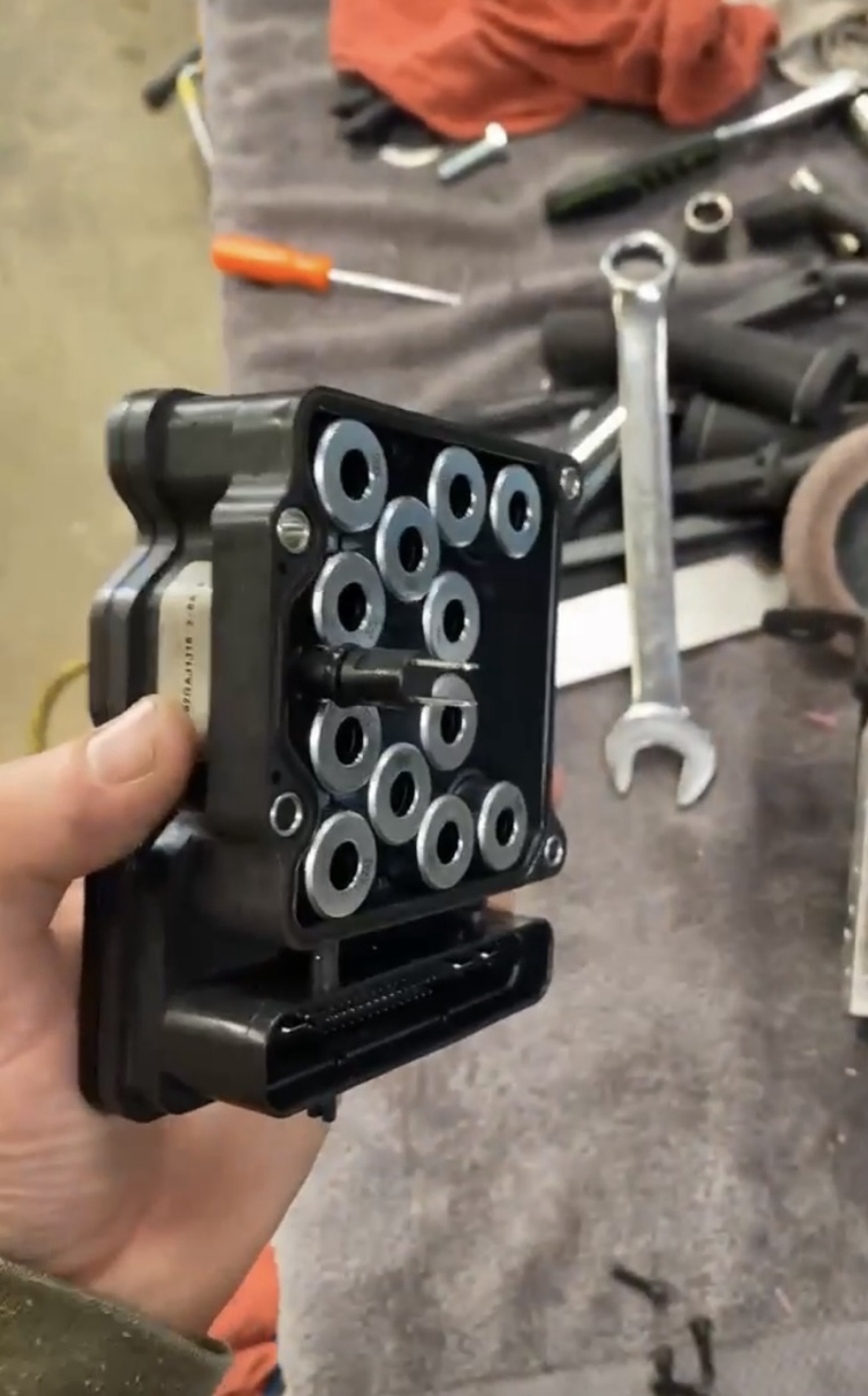ABS electronic module removed from hydraulic unit