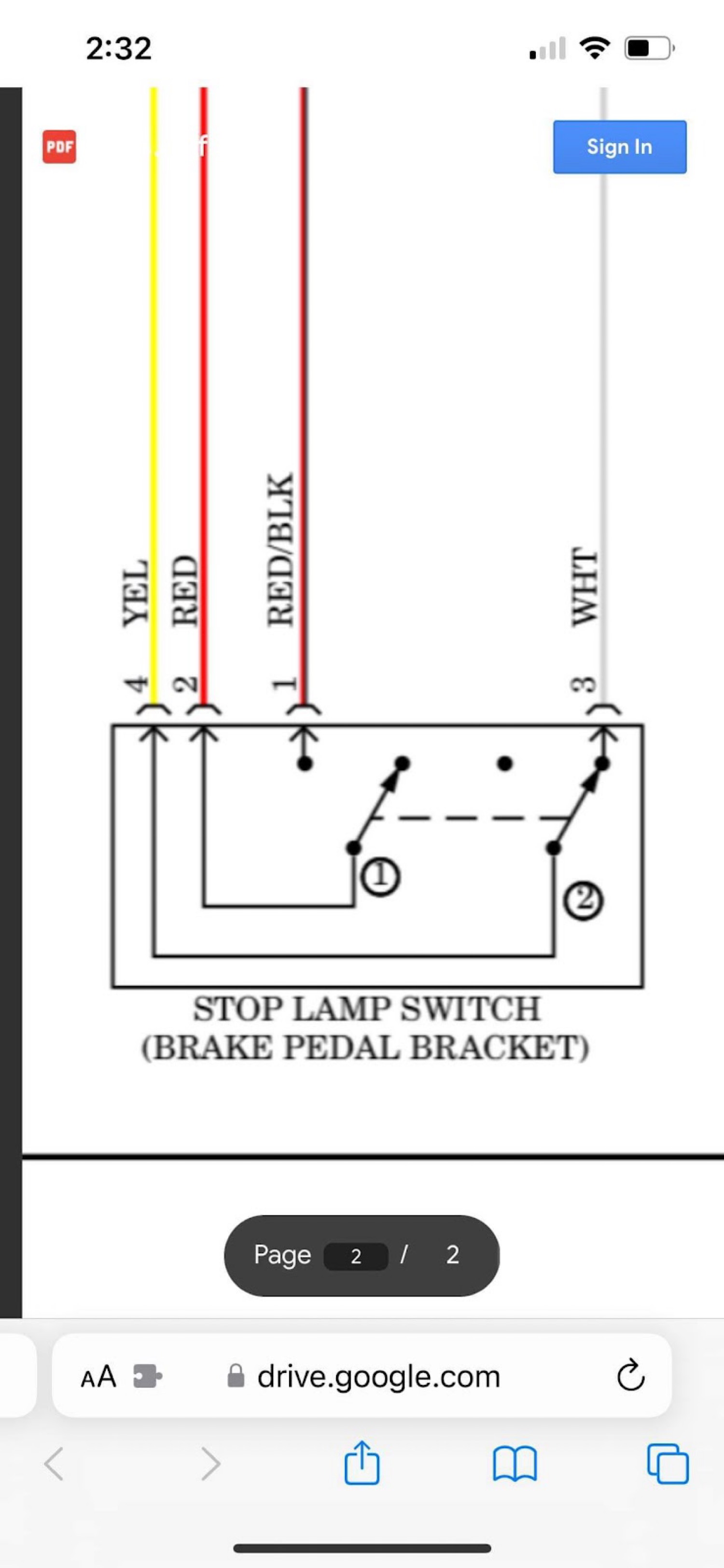 Stop lamp switch wiring diagram